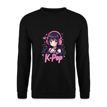 K-Pop - Unisex Pullover - Schwarz - Vorne - Alina (178cm) & Michal (187cm)