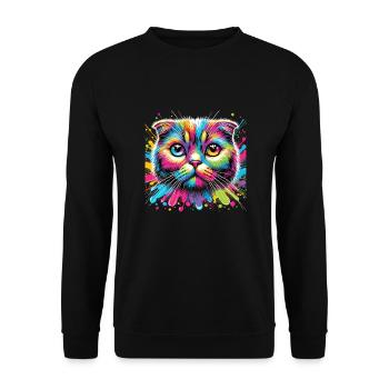 Katze - Unisex Pullover - Schwarz - Vorne - Alina (178cm) & Michal (187cm)