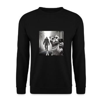 Katze - Unisex Pullover - Schwarz - Vorne - Alina (178cm) & Michal (187cm)