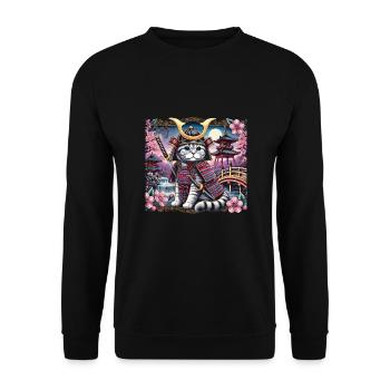 Katze - Unisex Pullover - Schwarz - Vorne - Alina (178cm) & Michal (187cm)