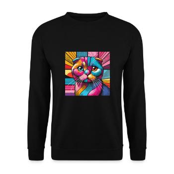 Katze - Unisex Pullover - Schwarz - Vorne - Alina (178cm) & Michal (187cm)