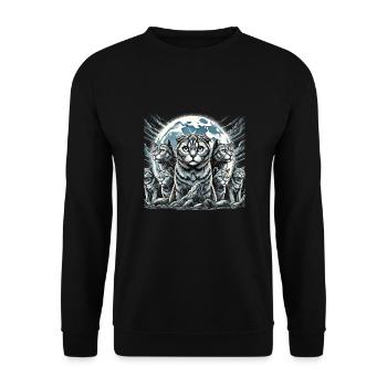 Katze - Unisex Pullover - Schwarz - Vorne - Alina (178cm) & Michal (187cm)