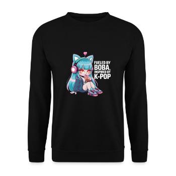 K pop und bubble Tea - Unisex Pullover - Schwarz - Vorne - Alina (178cm) & Michal (187cm)