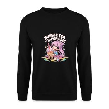 K pop und bubble Tea - Unisex Pullover - Schwarz - Vorne - Alina (178cm) & Michal (187cm)