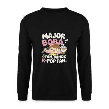 K pop und bubble Tea - Unisex Pullover - Schwarz - Vorne - Alina (178cm) & Michal (187cm)
