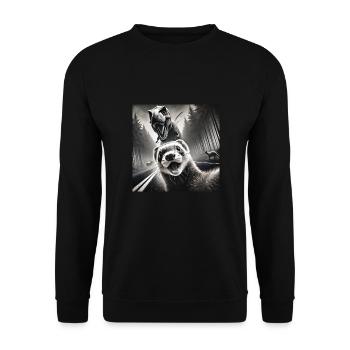 Frettchen - Unisex Pullover - Schwarz - Vorne - Alina (178cm) & Michal (187cm)