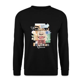 Reine du Journal de Junk – Collage Vintage - Sweat-shirt Unisexe - noir - Devant - Alina (178cm) & Michal (187cm)