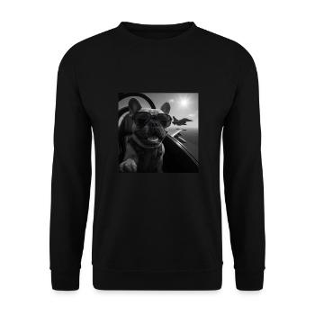 French Bulldog - Unisex Pullover - Schwarz - Vorne - Alina (178cm) & Michal (187cm)