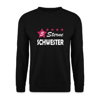 5 Sterne Schwester Geschenk Idee beste Schwester - Unisex Pullover - Schwarz - Vorne - Alina (178cm) & Michal (187cm)
