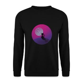 Cat and the moon - Unisex Sweatshirt - black - Front - Alina (178cm) & Michal (187cm)