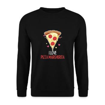 Funny Pizza Margherita Cool Food Slice Eater - Unisex Sweatshirt - black - Front - Alina (178cm) & Michal (187cm)