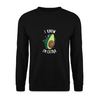 Funny Avocado I'm Extra Seed Cute Showy Fruit - Unisex Sweatshirt - black - Front - Alina (178cm) & Michal (187cm)