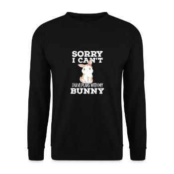 Cute Hare I Have Plans With My Bunny Gift - Unisex Sweatshirt - black - Front - Alina (178cm) & Michal (187cm)