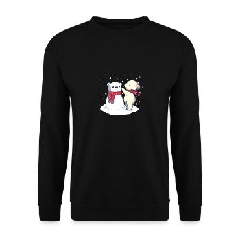 Animal mignon ours polaire avec cadeau de bonhomme de neige - Sweat-shirt Unisexe - noir - Devant - Alina (178cm) & Michal (187cm)