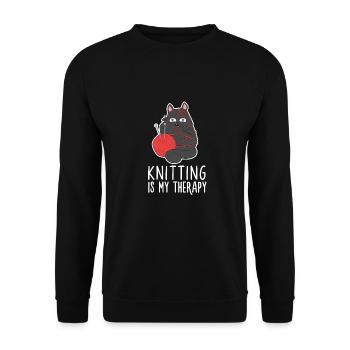 Thérapie De Tricot Mignon Chat Noir Amant De Fils Roulés - Sweat-shirt Unisexe - noir - Devant - Alina (178cm) & Michal (187cm)