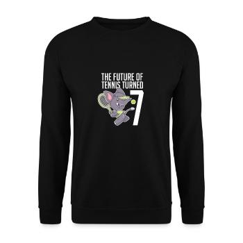 The Future Of Tennis Turned 7 Cool Elephant Player - Unisex Sweatshirt - black - Front - Alina (178cm) & Michal (187cm)