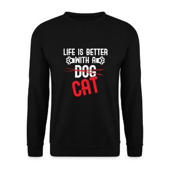 Kitten Life Is Better With A Cat Pet Dog Puppy Gif - Unisex Sweatshirt - black - Front - Alina (178cm) & Michal (187cm)