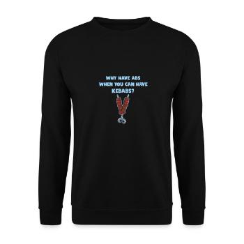 Bauchmuskeln Übung Gym Body Workout Lustige Kebabs Liebhaber - Unisex Pullover - Schwarz - Vorne - Alina (178cm) & Michal (187cm)