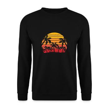 Sea Beach Coconut Tree Summer Waves Retro Vintage - Sweat-shirt Unisexe - noir - Devant - Alina (178cm) & Michal (187cm)