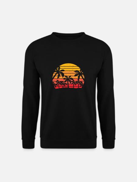 Sea Beach Coconut Tree Summer Waves Retro Vintage - Unisex Sweatshirt - black