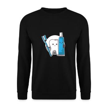 Teeth Toothbrush Paste Smiling Cute Dentist Lover - Unisex Sweatshirt - black - Front - Alina (178cm) & Michal (187cm)