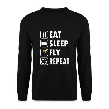 Eat Sleep Fly Repeat - Unisex Pullover - Schwarz - Vorne - Alina (178cm) & Michal (187cm)