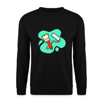 Pinsel und Farbrolle Design für Maler und - Unisex Pullover - Schwarz - Vorne - Alina (178cm) & Michal (187cm)