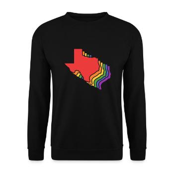 Conception de carte arc-en-ciel pour les fiers Texans LGBT + - Sweat-shirt Unisexe - noir - Devant - Alina (178cm) & Michal (187cm)