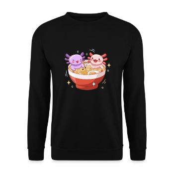 Conception de salle de bain Axoltol Ramen pour les amateurs d’axolotl - Sweat-shirt Unisexe - noir - Devant - Alina (178cm) & Michal (187cm)