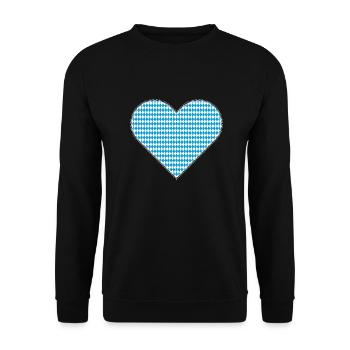 Bayrisches Herz als Patches - Unisex Pullover - Schwarz - Vorne - Alina (178cm) & Michal (187cm)