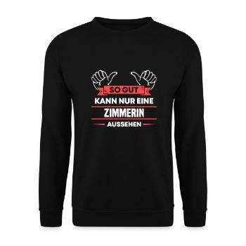 Zimmerin Design für stolze Handwerker - Unisex Pullover - Schwarz - Vorne - Alina (178cm) & Michal (187cm)