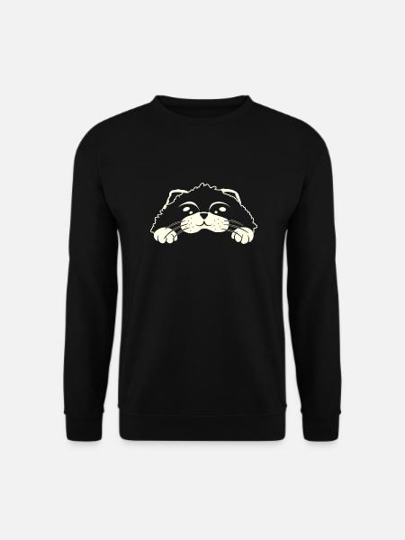 Katze schaut über den Rand - Unisex Pullover - Schwarz