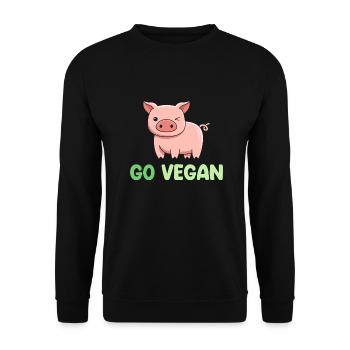 Pig design for proud vegans - Unisex Sweatshirt - black - Front - Alina (178cm) & Michal (187cm)