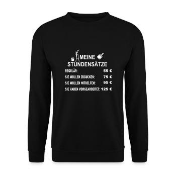Stundensätze Maler und Verputzer - Unisex Pullover - Schwarz - Vorne - Alina (178cm) & Michal (187cm)
