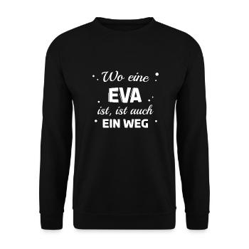 Eva Name Spruch Design für stolze Evas - Unisex Pullover - Schwarz - Vorne - Alina (178cm) & Michal (187cm)