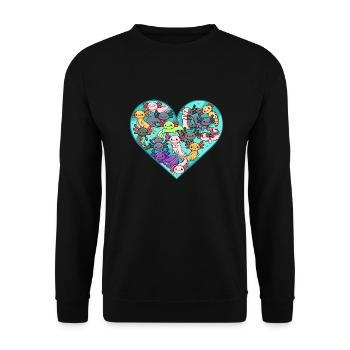 Alle Arten von Axolotls Design für Axolotl Fans - Unisex Pullover - Schwarz - Vorne - Alina (178cm) & Michal (187cm)