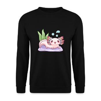 Underwater Chalk Design for Axolotl Lovers - Unisex Sweatshirt - black - Front - Alina (178cm) & Michal (187cm)