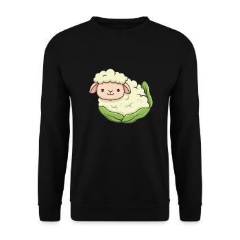 Schaf-Blumenkohl-Design für Schaf-Liebhaber - Unisex Pullover - Schwarz - Vorne - Alina (178cm) & Michal (187cm)