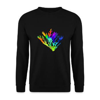 Koralle Ozean Regenbogen Tiere Polygon - Unisex Pullover - Schwarz - Vorne - Alina (178cm) & Michal (187cm)