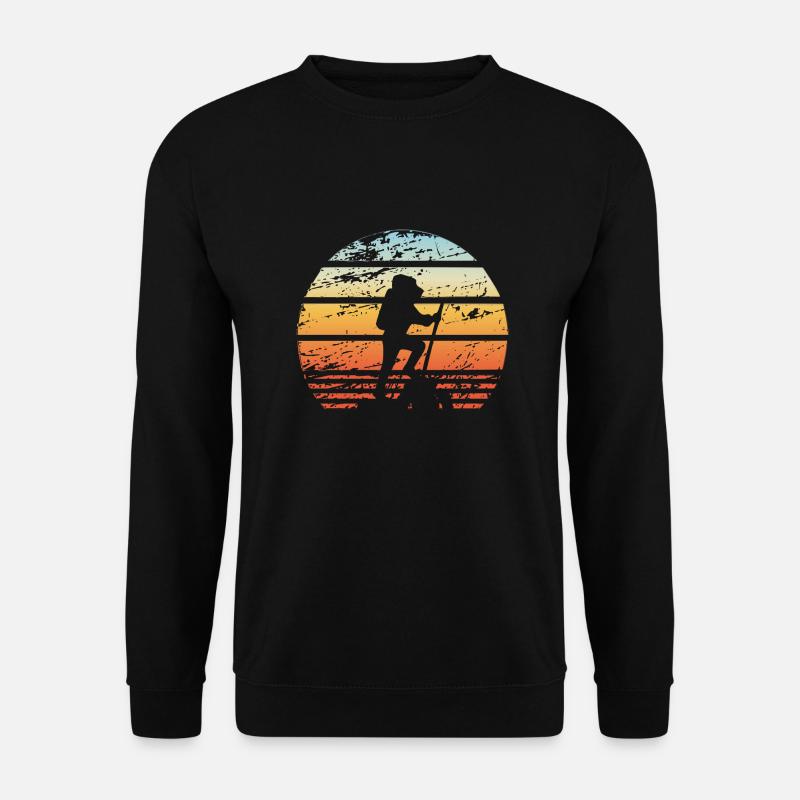 Wandern Klettern Campen Wanderer Vintage Retro - Unisex Pullover - Schwarz