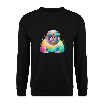 Colorful cool walrus with sunglasses - Unisex Sweatshirt - black - Front - Alina (178cm) & Michal (187cm)
