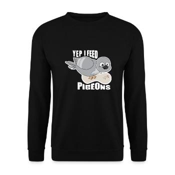 Feed Pigeons Design für Taubenliebhaber - Unisex Pullover - Schwarz - Vorne - Alina (178cm) & Michal (187cm)
