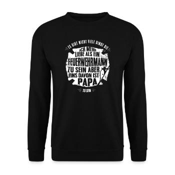 Feuerwehr Papa Tshirt - Unisex Pullover - Schwarz - Vorne - Alina (178cm) & Michal (187cm)