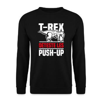 Humour musculation T-Rex rigolo push up - Sweat-shirt Unisexe - noir - Devant - Alina (178cm) & Michal (187cm)