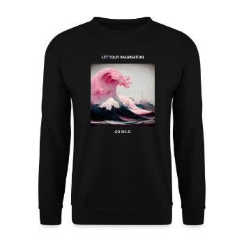 Pink Kanagawa Wave Wave - Unisex Sweatshirt - black - Front - Alina (178cm) & Michal (187cm)