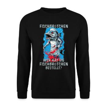 Fischbrötchen Fisch Nordsee Urlaub Slaughterhouse - Unisex Pullover - Schwarz - Vorne - Alina (178cm) & Michal (187cm)