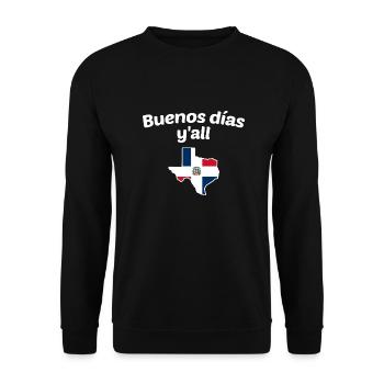 Dominikanisches Texas-Design für Einwanderer - Unisex Pullover - Schwarz - Vorne - Alina (178cm) & Michal (187cm)