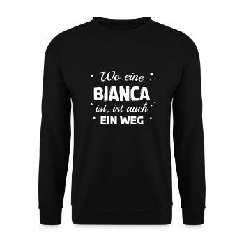 Bianca Name Spruch Design für stolze Biancas - Unisex Pullover - Schwarz - Vorne - Alina (178cm) & Michal (187cm)