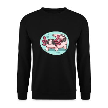 Piebald Axolotl Design für Axolotl-Liebhaber - Unisex Pullover - Schwarz - Vorne - Alina (178cm) & Michal (187cm)