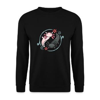 Cute Yin Yang Axolotl Design for Axolotl Fans - Unisex Sweatshirt - black - Front - Alina (178cm) & Michal (187cm)